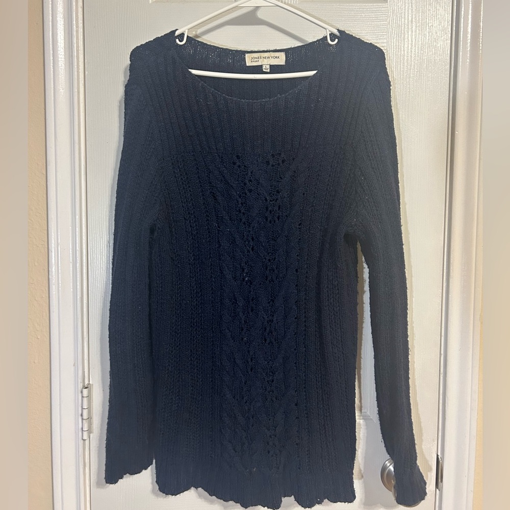 Blue knitted sweater